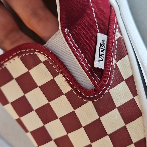 Vans Maroon Checkered Slip Ons - Picture 14 of 14